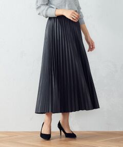 COMME CA ISM / コムサイズム ロング・マキシ丈スカート | フェイクレザープリーツスカート