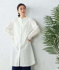 COMME CA ISM / コムサイズム シャツ・ブラウス | リネン混 バンドカラー ロングシャツ チュニック