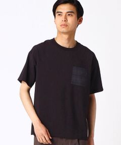 リネンライク グレンチェックプリント コンビＴシャツ