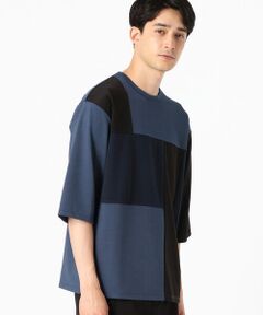 COMME CA ISM / コムサイズム Tシャツ | パッチワーク　5分袖　クルーネックTシャツ