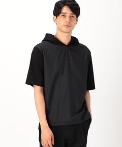 COMME CA ISM / コムサイズム Tシャツ | エンボス加工タフタコンビフードＴシャツ