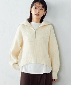 【Online Store限定カラー：ライラック、イエローグリーン】ハーフジップニット