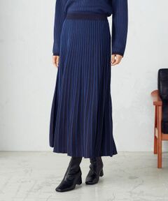 COMME CA ISM / コムサイズム ロング・マキシ丈スカート | 【セットアップ対応】配色ストライプ　ニットスカート