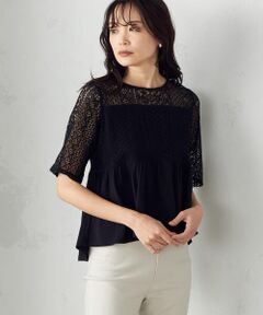 COMME CA ISM / コムサイズム カットソー | レース　ペプラム　トップス