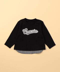 COMME CA ISM / コムサイズム Tシャツ | ギンガムチェック使い　長袖Tシャツ(80・90cm)