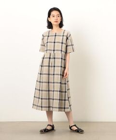 COMME CA ISM / コムサイズム ロング・マキシ丈ワンピース | ２ＷＡＹ　チェックアッパッパ　半袖ワンピース