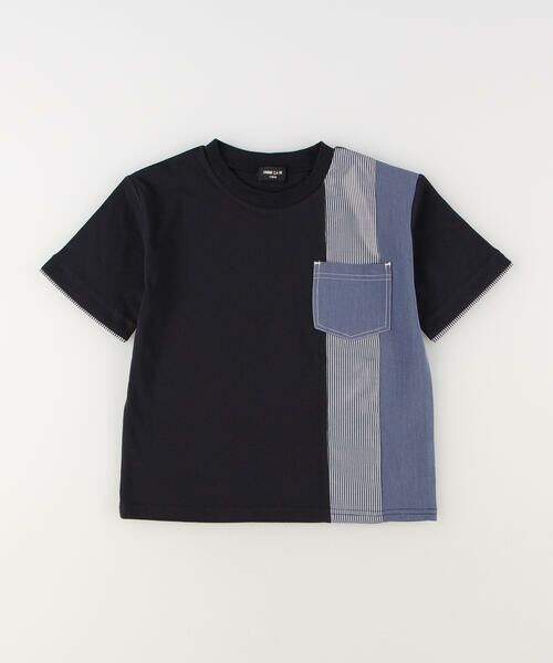 COMME CA ISM / コムサイズム Tシャツ | フェイクデニム＆ストライプ使い　半袖Tシャツ | 詳細2