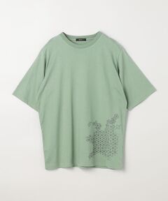 和柄プリント クルーネックＴシャツ