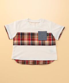 マドラスチェック使い　半袖Tシャツ(80・90cm)