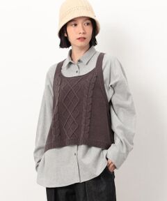 COMME CA ISM / コムサイズム ベスト | アラン柄　ニットビスチェ