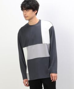 パッチワーク クルーネック ロングスリーブ Ｔシャツ