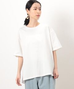 ◆ONIGIRI(おにぎり)のバックフレアＴシャツ◆<br><br>《デザイン》<br>後身頃をシャツ素材で切り替えた半袖Ｔシャツです。<br>裾に向かって広がるAラインシルエットで、<br>ゆとりのあるサイズ感です。<br>着丈には前後差を付け、後ろ裾をロングテールにしているので、<br>腰周りまでナチュラルにカバーできます。<br>後身頃に振りステッチを入れてポイントにしています。<br>豊富なカラーバリエーションでコーディネートの幅が広がります。<br><br>《素材》<br>カットソー部分は、程よく厚みがあり<br>ソフトな風合いのコットン天竺素材です。<br>シャツ部分は、なめらかな風合いのコットン素材です。<br>吸湿・速乾性に優れ、<br>取り扱いが簡単なので、デイリーに着られます。<br><br>……………………<br>透け感：なし<br>厚さ：ふつう<br>伸縮性：あり<br>光沢感：なし<br>裏地：なし<br>ポケット：なし<br>洗濯方法：洗濯機洗い可<br>……………………