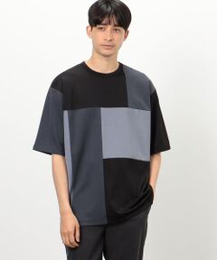 カラーブロック パッチワーク クルーネックＴシャツ