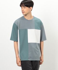 カラーブロック パッチワーク クルーネックＴシャツ