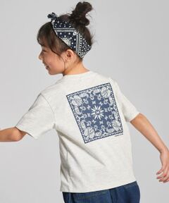 バンダナ柄プリント 半袖Tシャツ