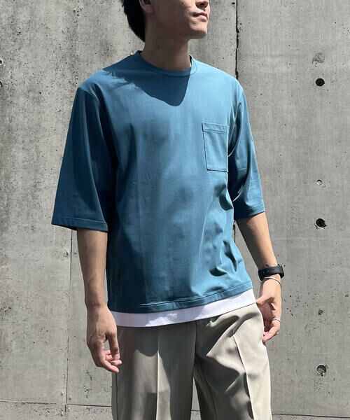 COMME CA ISM / コムサイズム Tシャツ | ７分袖 フェイクレイヤード クルーネックＴシャツ | 詳細30