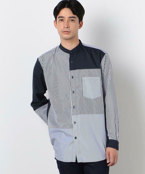 COMME CA ISM / コムサイズム シャツ・ブラウス | ストライプコンビ バンドカラーシャツ（長袖） | 詳細5