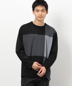 カラーブロック パッチワーク クルーネックＴシャツ（長袖）