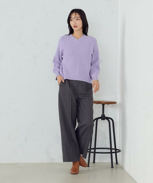 COMME CA ISM / コムサイズム その他パンツ | シャンブレー センタープレス ワイドパンツ | 詳細9