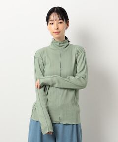 コットン ランダムリブ　ハイネックＴシャツ（長袖）