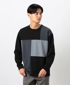 COMME CA ISM / コムサイズム Tシャツ | カラーブロック パッチワーク クルーネックＴシャツ