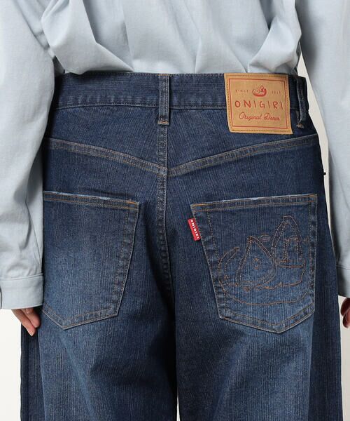 COMME CA ISM / コムサイズム デニムパンツ | ストレッチデニムワイドパンツ ONIGIRI ステッチ刺しゅう | 詳細10
