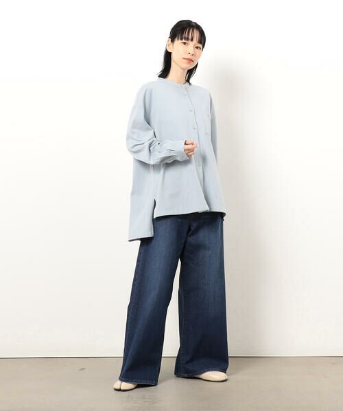 COMME CA ISM / コムサイズム デニムパンツ | ストレッチデニムワイドパンツ ONIGIRI ステッチ刺しゅう | 詳細2