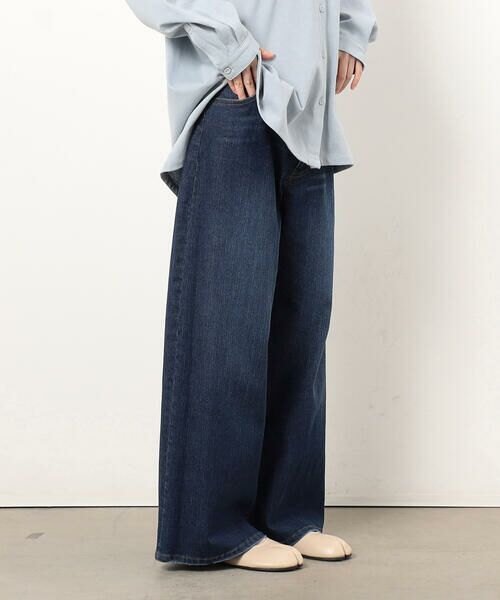 COMME CA ISM / コムサイズム デニムパンツ | ストレッチデニムワイドパンツ ONIGIRI ステッチ刺しゅう | 詳細3