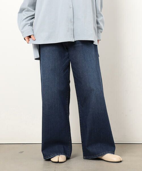 COMME CA ISM / コムサイズム デニムパンツ | ストレッチデニムワイドパンツ ONIGIRI ステッチ刺しゅう | 詳細4