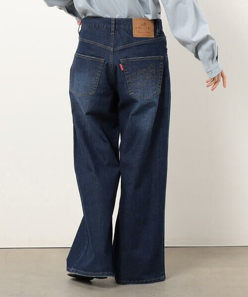 COMME CA ISM / コムサイズム デニムパンツ | ストレッチデニムワイドパンツ ONIGIRI ステッチ刺しゅう | 詳細5