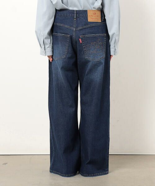 COMME CA ISM / コムサイズム デニムパンツ | ストレッチデニムワイドパンツ ONIGIRI ステッチ刺しゅう | 詳細8