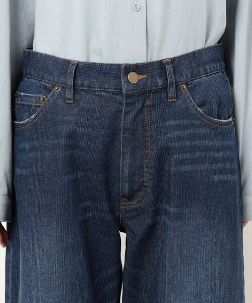COMME CA ISM / コムサイズム デニムパンツ | ストレッチデニムワイドパンツ ONIGIRI ステッチ刺しゅう | 詳細9