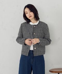 COMME CA ISMノーカラーツイードジャケット COMME CA ISM スーツ 「セットアップ対応」ラメツイード ノー