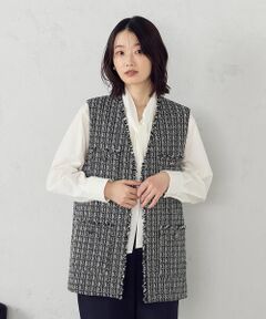 COMME CA ISM / コムサイズム ベスト | ファンシーツイード　ロングジレ