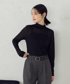 COMME CA ISM / コムサイズム カットソー | ニュアンス　シアー　ハイネックカットソー