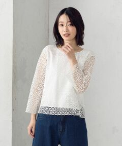 COMME CA ISM / コムサイズム カットソー | ケミカルレースプルオーバー