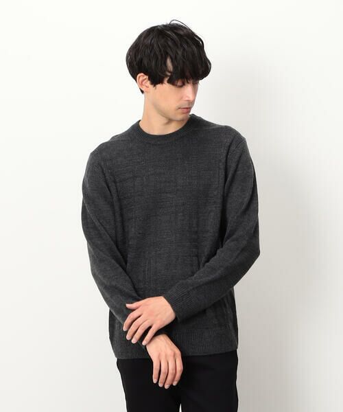 COMME CA ISM / コムサイズム ニット・セーター | リンクスチェック ニットプルオーバー(チャコール)