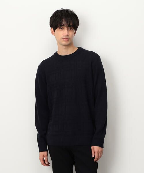COMME CA ISM / コムサイズム ニット・セーター | リンクスチェック ニットプルオーバー(ネイビー)