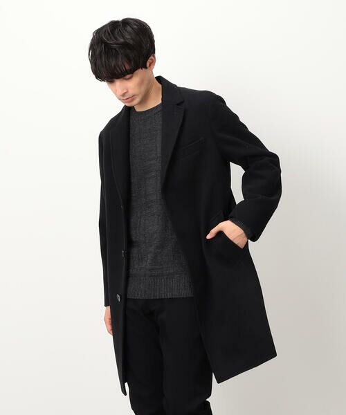 COMME CA ISM / コムサイズム その他アウター | ウールライク ビーバー チェスターコート(ブラック)