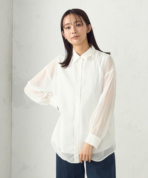 COMME CA ISM / コムサイズム シャツ・ブラウス | シアーレイヤードシャツ(ホワイト)
