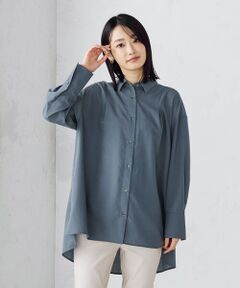 ポリエステルスパンブロードタック ロングシャツ