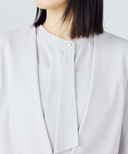 COMME CA ISM【新品】鹿の子 ノーカラー　ジャケット ホワイト XL COMME CA ISM ジャケット ノーカラージャケット