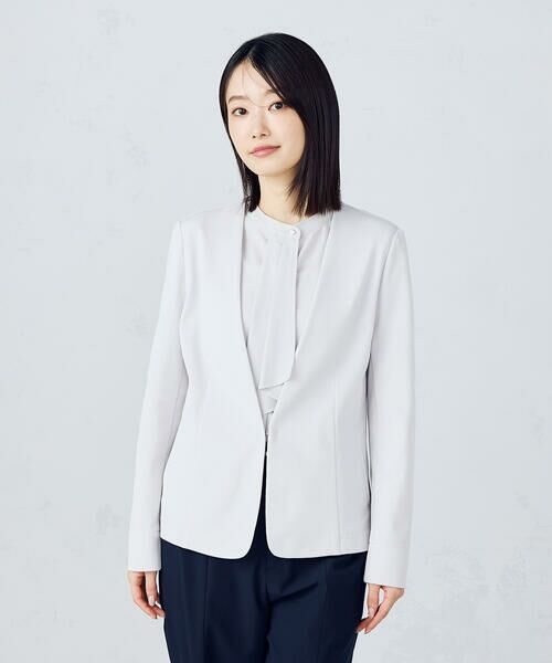 COMME CA ISM / コムサイズム ノーカラージャケット | 鹿の子ノーカラージャケット | 詳細4