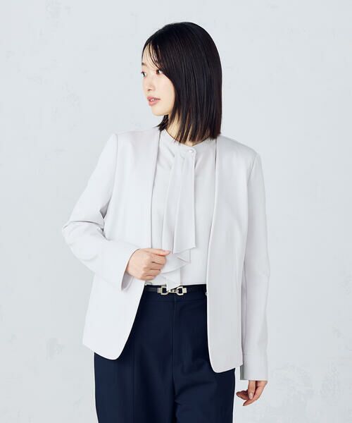 COMME CA ISM / コムサイズム ノーカラージャケット | 鹿の子ノーカラージャケット | 詳細5