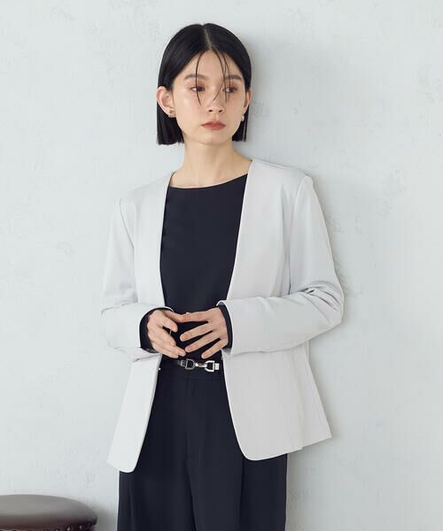 COMME CA ISM / コムサイズム ノーカラージャケット | 鹿の子ノーカラージャケット | 詳細7