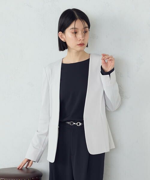 COMME CA ISM / コムサイズム ノーカラージャケット | 鹿の子ノーカラージャケット | 詳細8