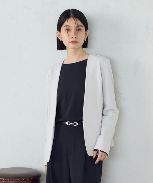 COMME CA ISM / コムサイズム ノーカラージャケット | 鹿の子ノーカラージャケット | 詳細9