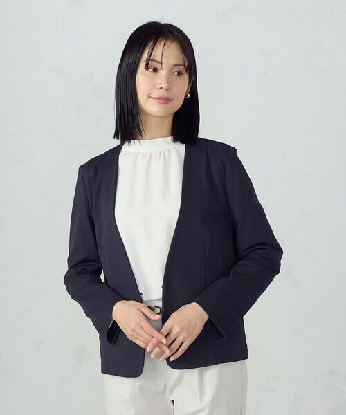COMME CA ISM / コムサイズム ノーカラージャケット | 鹿の子ノーカラージャケット | 詳細22