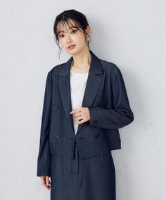 COMME CA ISM / コムサイズム テーラードジャケット | デニムライク ショートテーラードジャケット　/ セットアップ対応