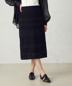 COMME CA ISM / コムサイズム ロング・マキシ丈スカート | スクエアメッシュ総柄ニットスカート /　セットアップ対応